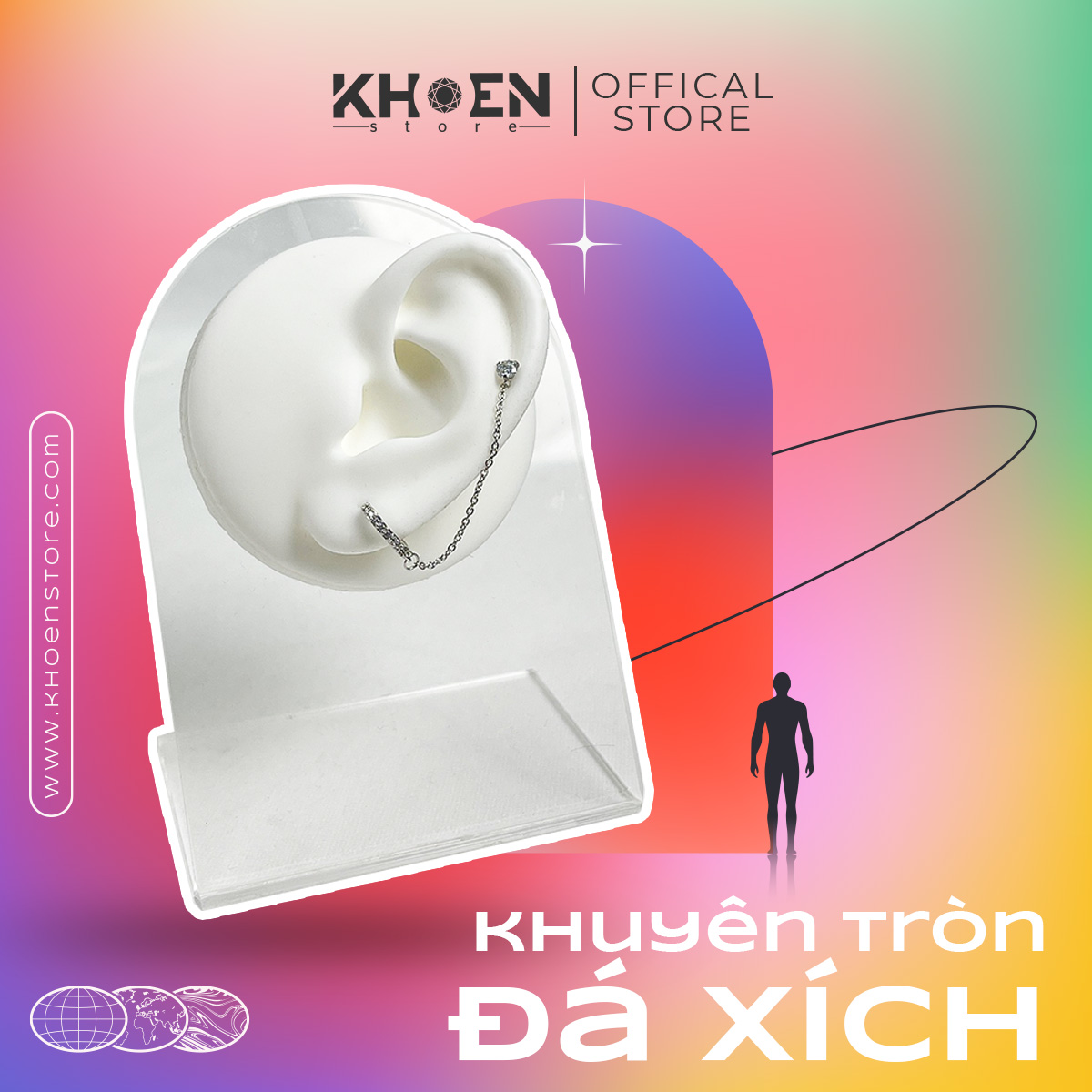 (1 Chiếc) Khuyên tròn đá xích - Zircon -Khoen Store