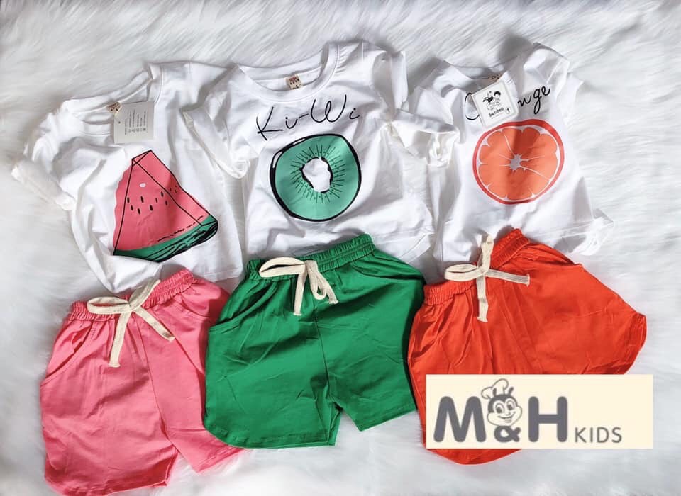 Bộ mặc nhà cotton hoa quả bé gái (có ảnh thật shop tự chụp)
