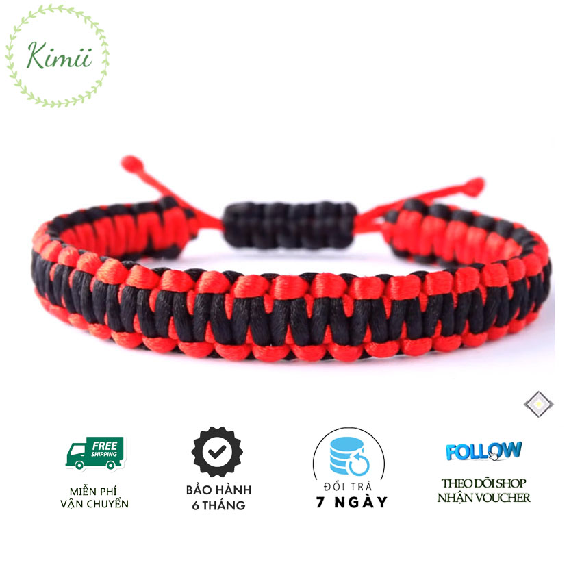 Vòng tay handmade thắt dây kết hợp hai màu đỏ và đen V69, Vòng tay KIMII
