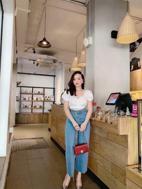 Quần jean ống sớ cạp cao cho nữ Q078