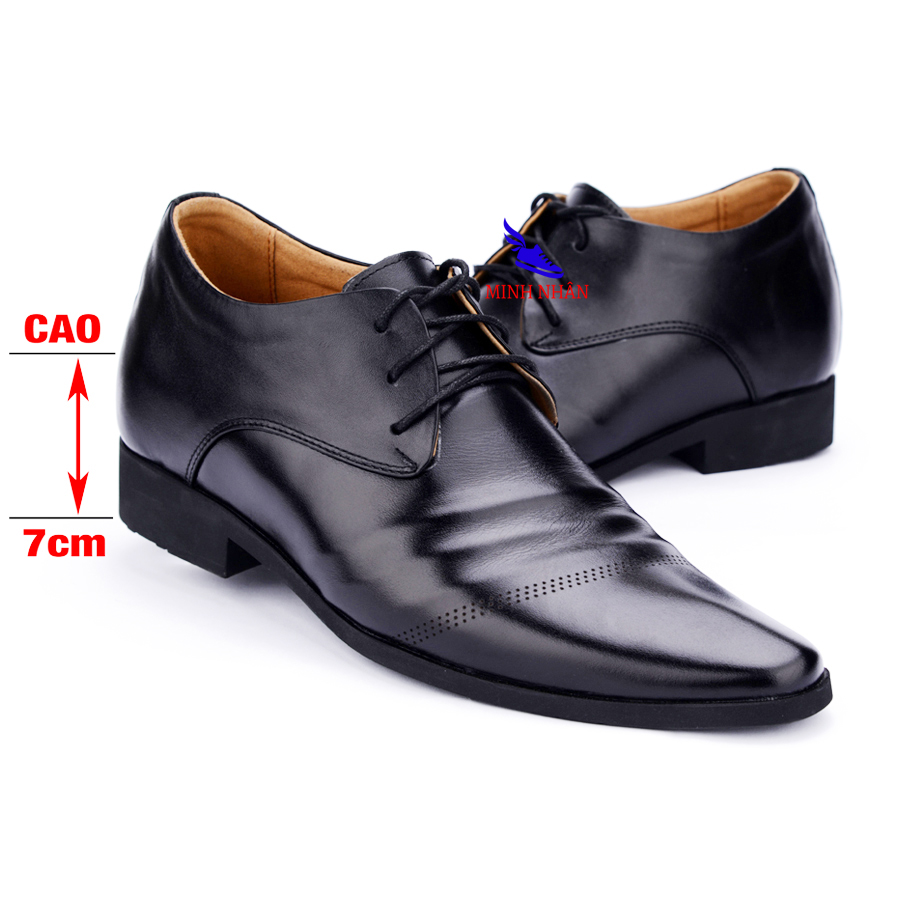 Minh Nhân - Giày tăng chiều cao nam 7cm Da bò Bảo hành 12 tháng Giày Tây nam Công sở Tăng Chiều Cao Nam Cao Ẩn 7cm Kín Đáo Bí Mật Từ Bên Trong G-16 màu nâu + đen