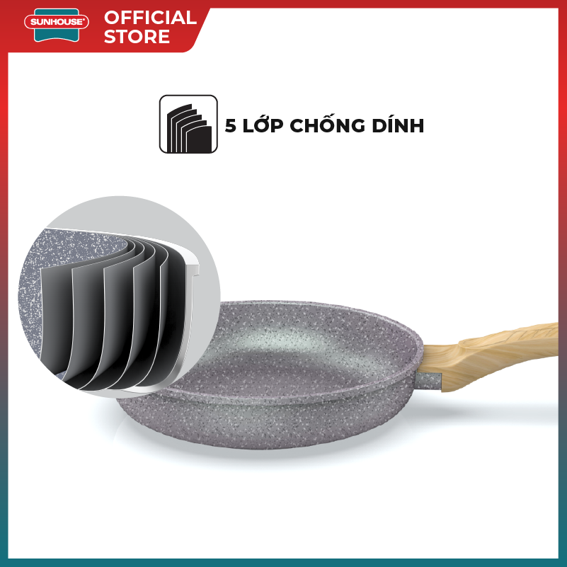 Chảo đúc siêu bền vân đá đáy từ sunhouse mama shg1124mmb