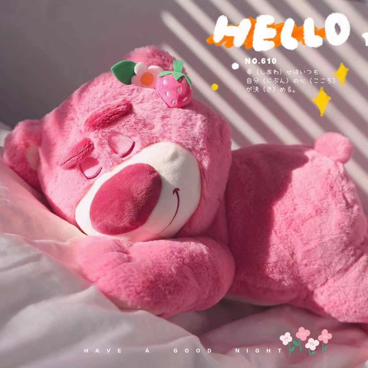Gấu bông Lotso Huggin Bear gấu dâu có mùi thơm nhẹ- Pink Lotso nằm ...