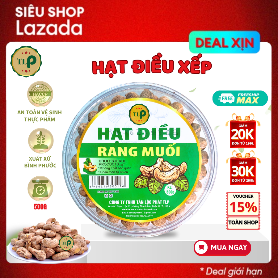 Hạt điều xếp tân lộc phát - hộp 500g