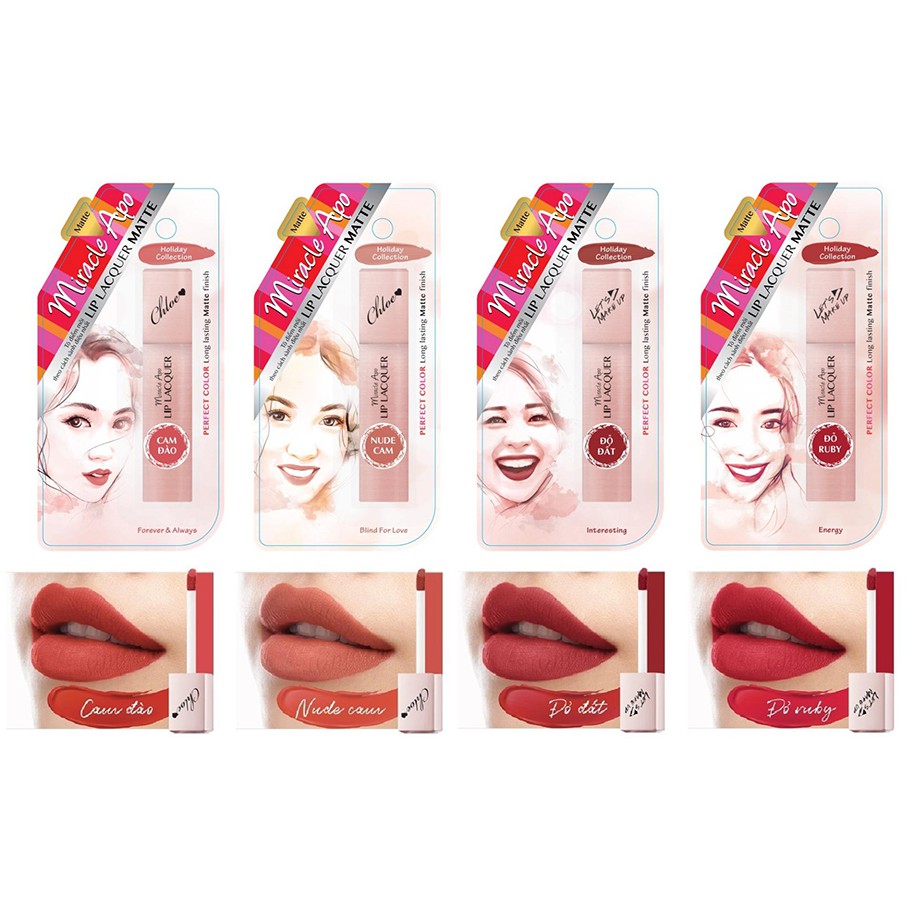 [HCM]Son Kem Miracle Apo 3ml Lip Lacquer Matte Holiday Collection