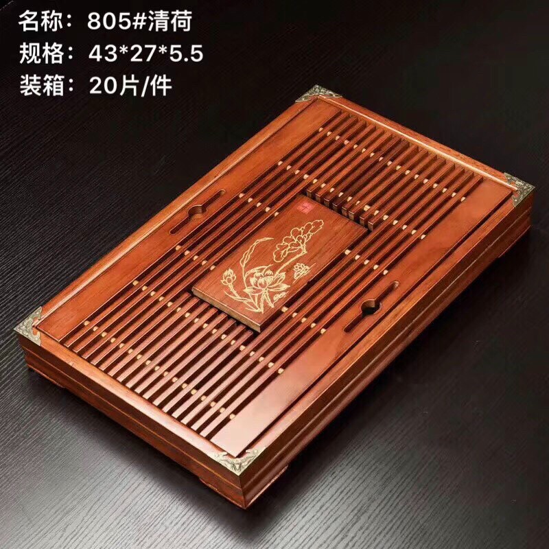 Khay trà ấm chén bọc đồng 43x28cm