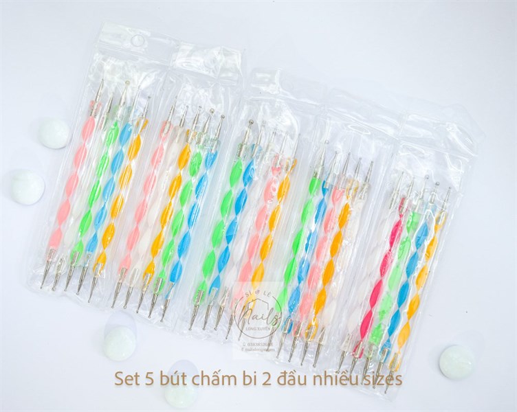 Set 5 bút chấm bi 2 đầu, set 5 bút chấm bi làm móng
