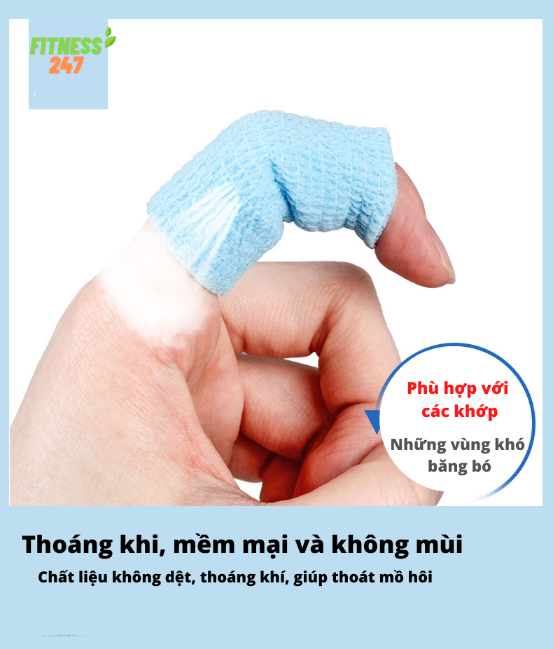 Băng cuốn thể thao tự dính, Băng dán cổ tay, cổ chân thể thao chất liệu vải không dệt chống chấn thương bảo vệ cơ khớp