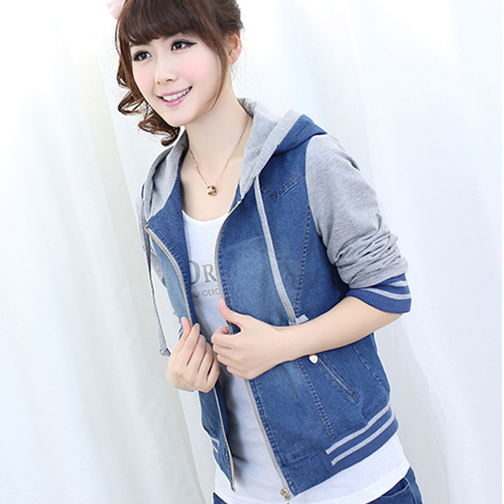 Áo khoác jean denim có nón cổ