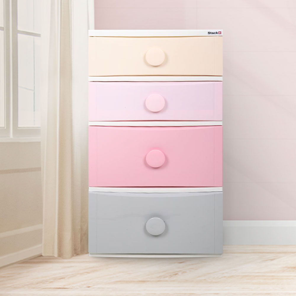 HomeBase STACKO Tủ nhựa 4 tầng Thái Lan W56xH105xD45cm màu Pastel