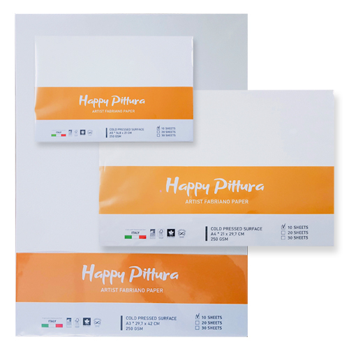 Giấy vẽ màu nước 250gsm happy pittura, canson 250gsm size a2/a1- dụng cụ vẽ tâm tâm