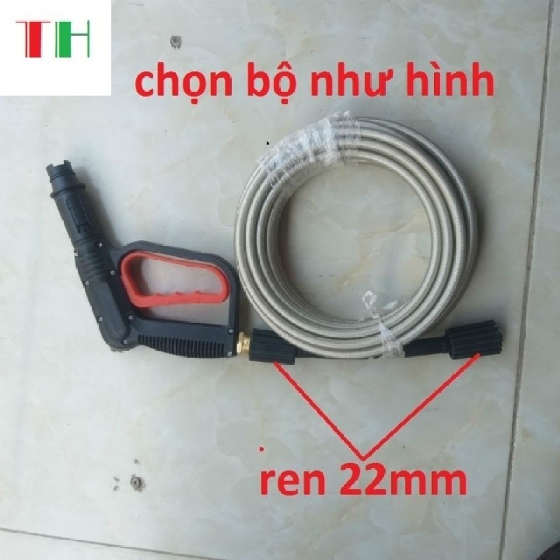 bộ 10m ống dây rửa xe và vòi rửa xe áp lực cao - ren 22mm | (chọn bộ như hình ảnh)