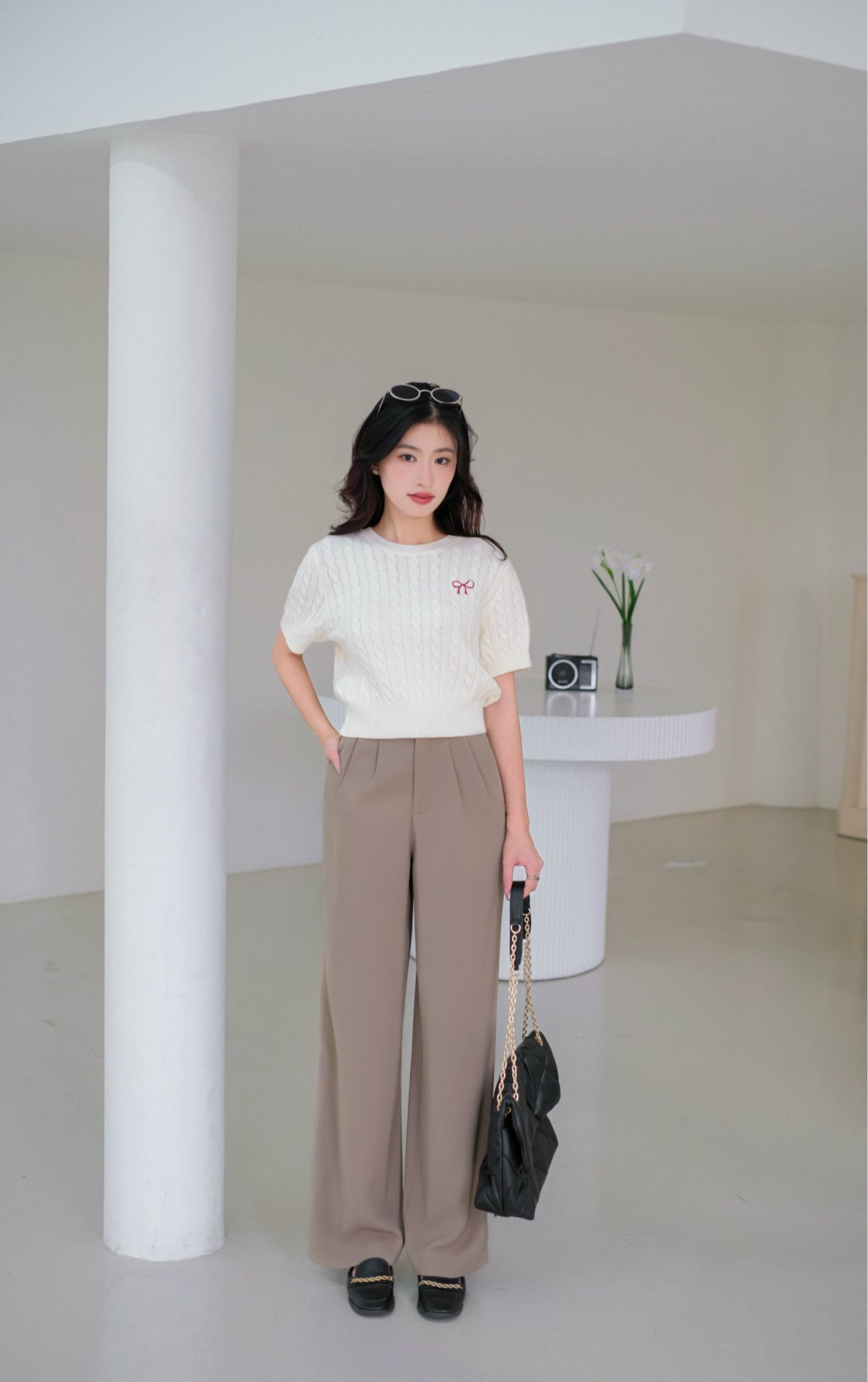TEDDY PANTS - Quần dài ống rộng cạp cao