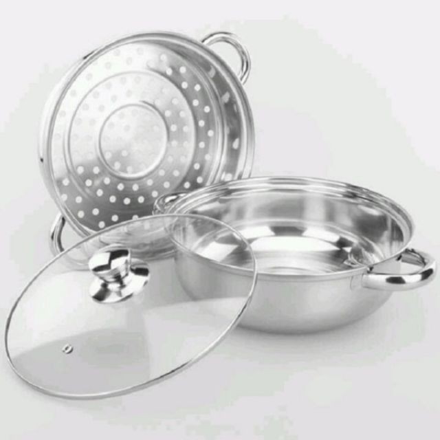 [HCM]Nồi hấp inox 2 tầng size 28 cm