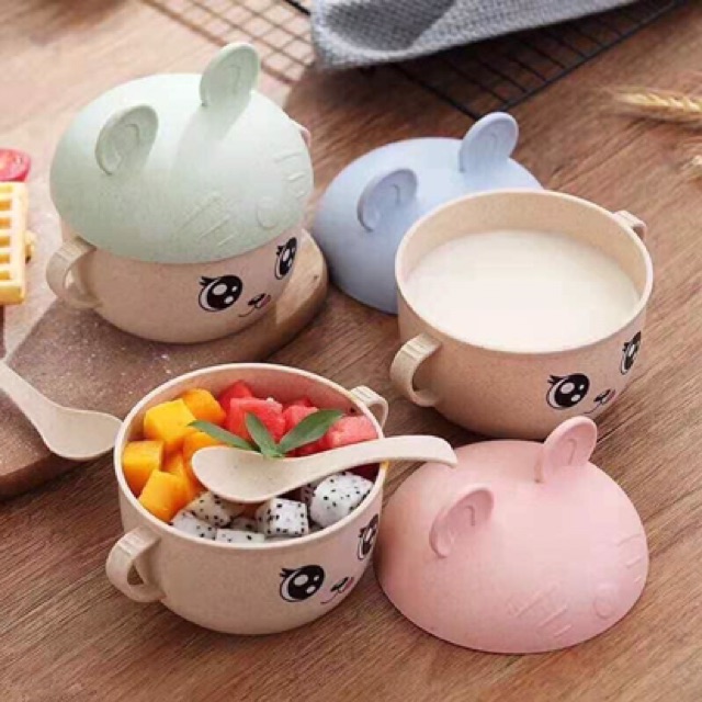 Bát ăn dặm lúa mạch  kèm thìa mickey