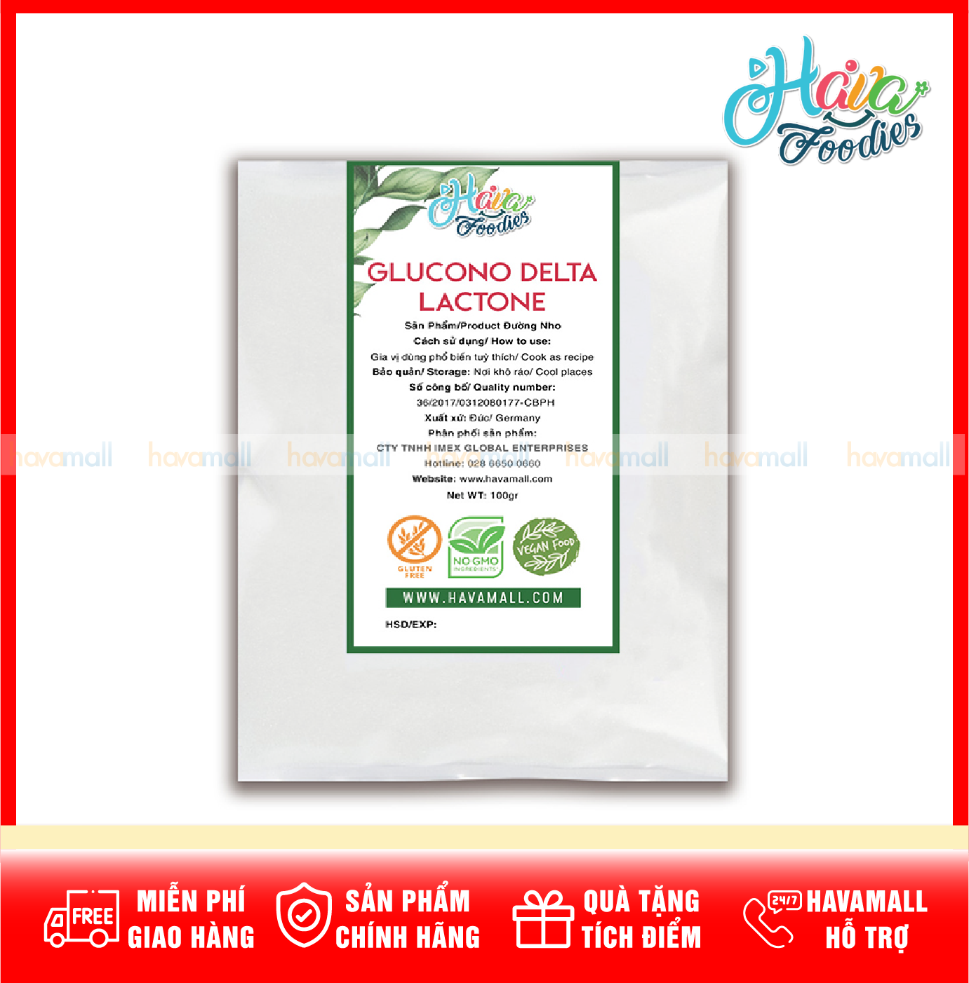 Đường Nho Havafood Gói 100G – Glucono Delta Lactone