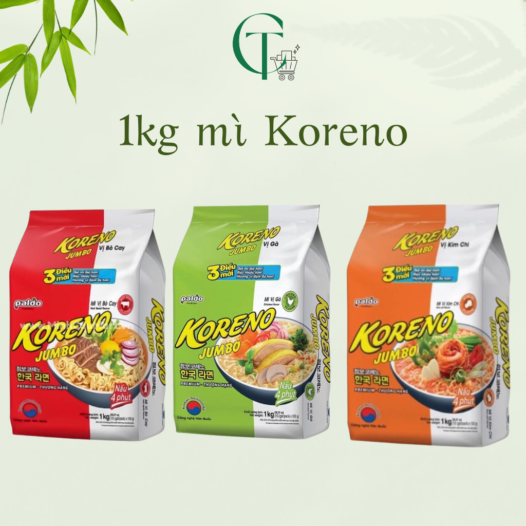 Túi 1Kg mì Koreno Jumbo các vị (10 gói mì 100g)