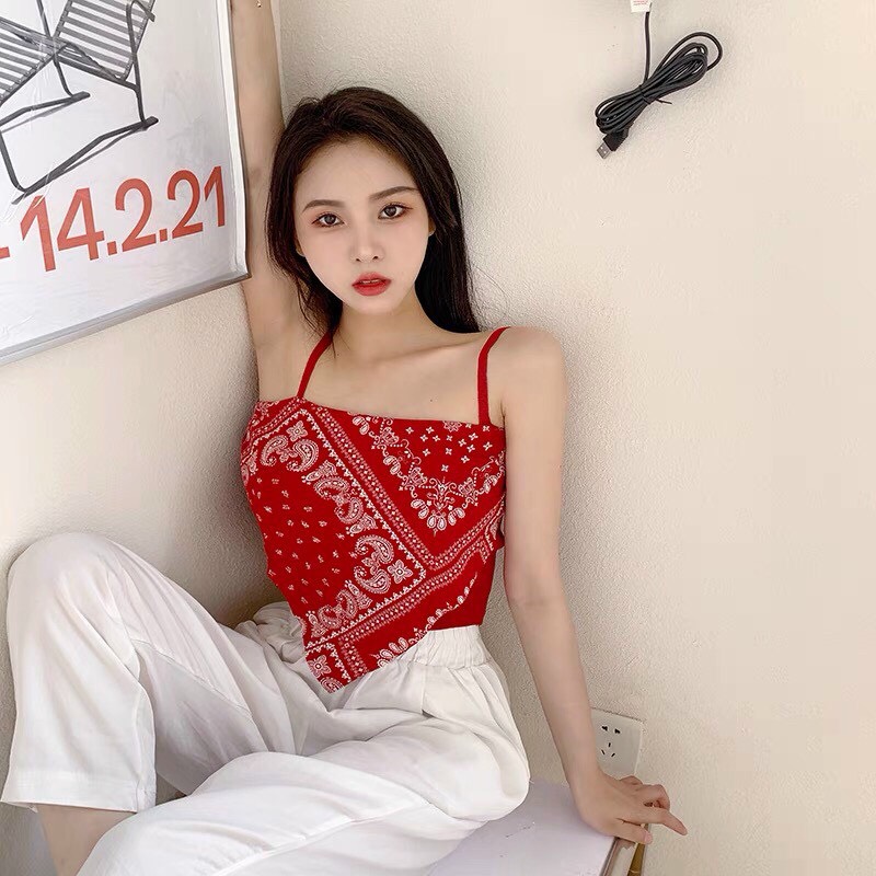 ÁO CROPTOP 2 DÂY THỔ CẨM CỰC HOT