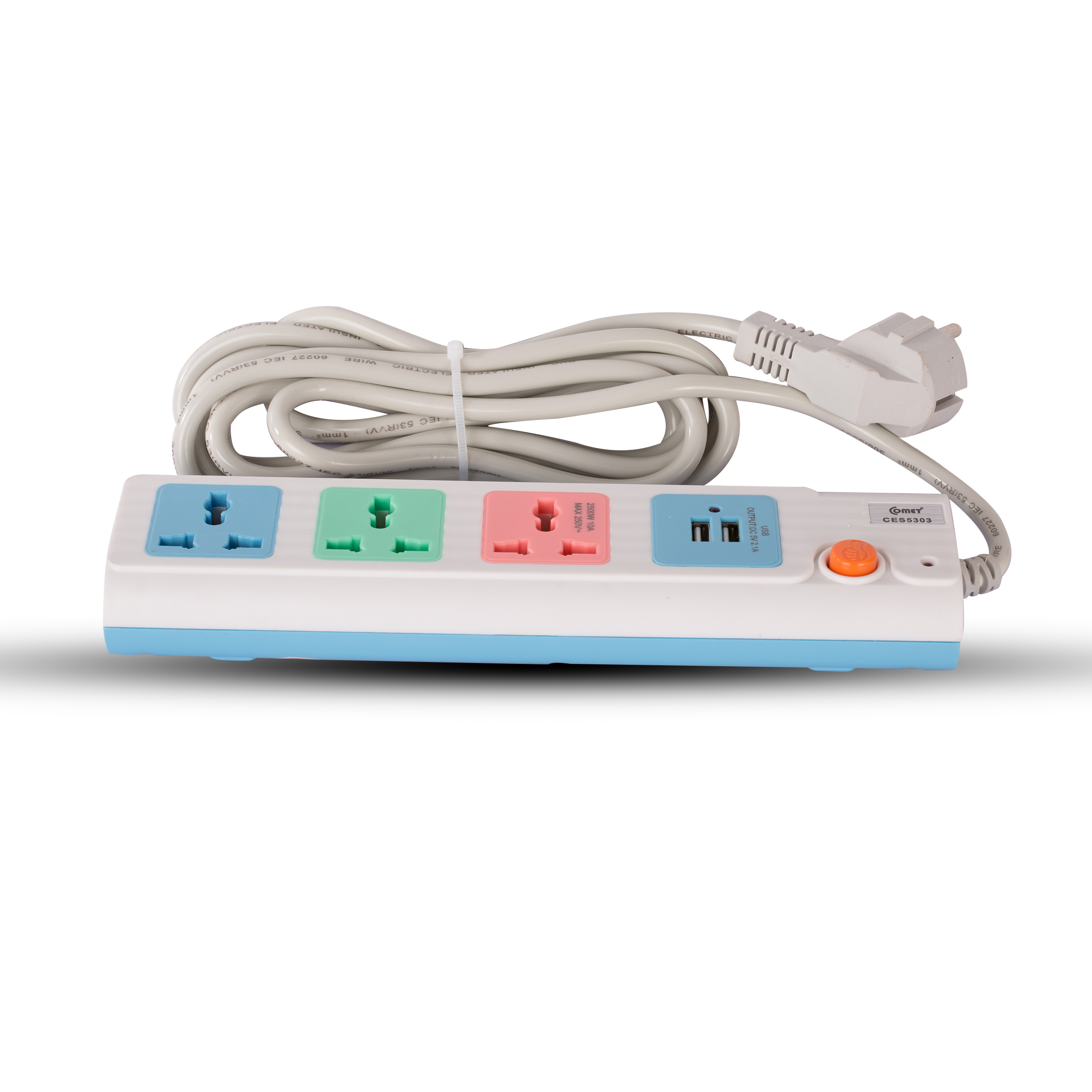 Ổ Cắm Điện Đa Năng Comet CES5303 – 3 Chấu + 2 USB, Dây 3m, An Toàn – Tiện Dụng Mọi Nơi!