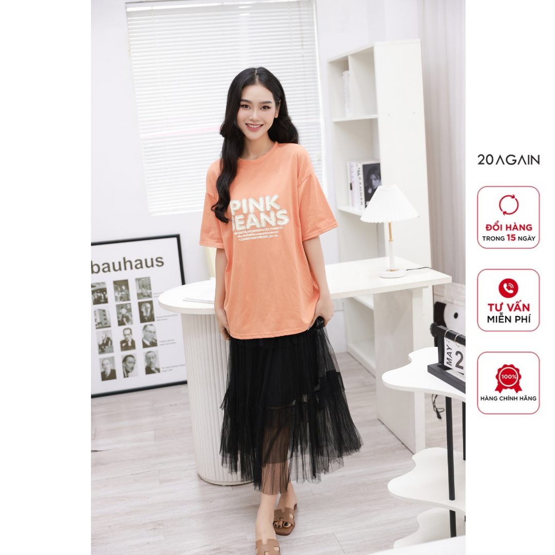 Chân váy cạp chun 20AGAIN, xếp ly 3 tầng thanh lịch basic JDW2026