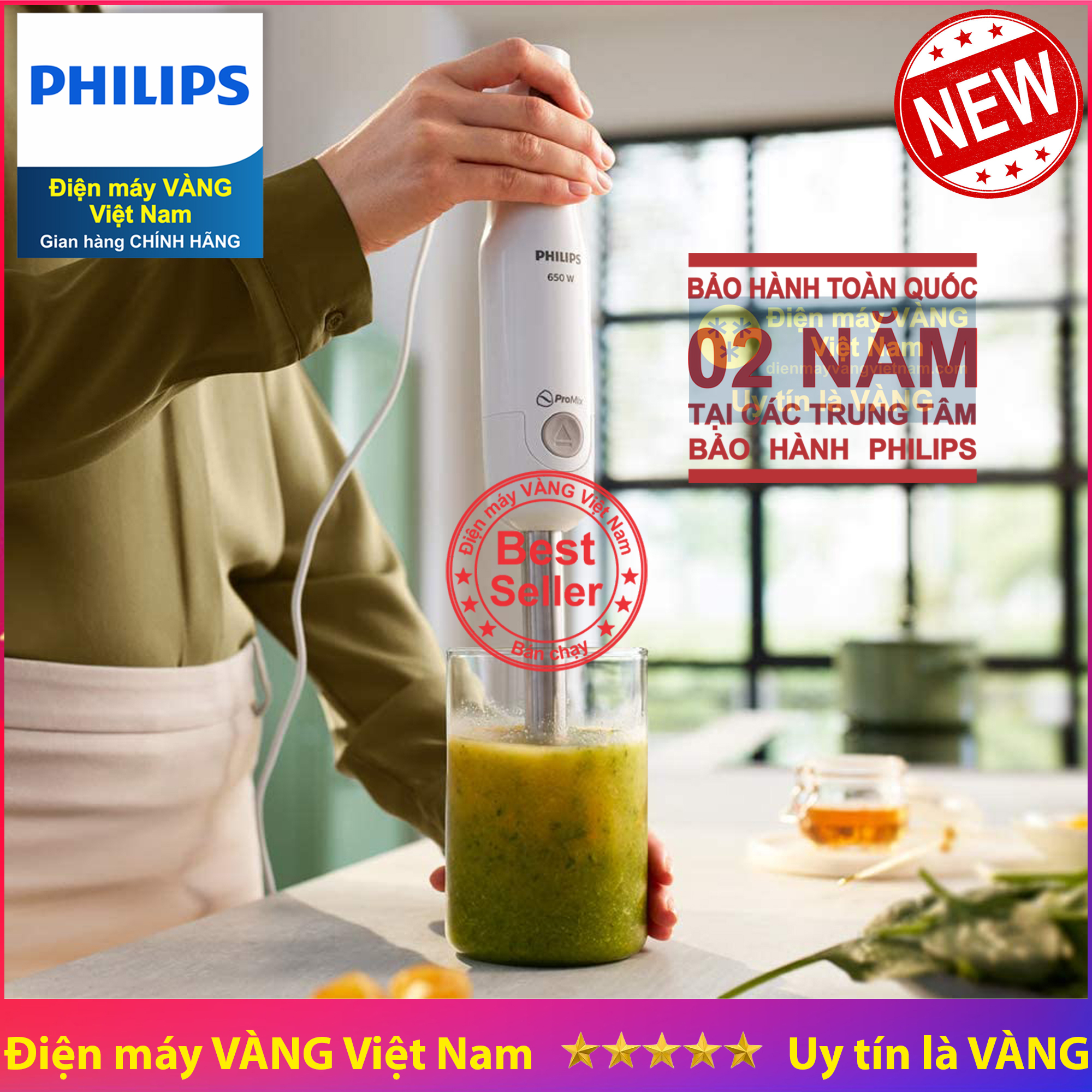 Máy xay cầm tay ProMix Philips HR2534 650W model cải tiến thay thế cho HR1604