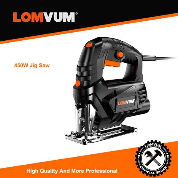 LOMVUM Electric Jigsaw 450W Jig Saw for Woodworking Variale Speed Electrical Saw 110V/220V Cutting Metal Wood Aluminum 1 blad