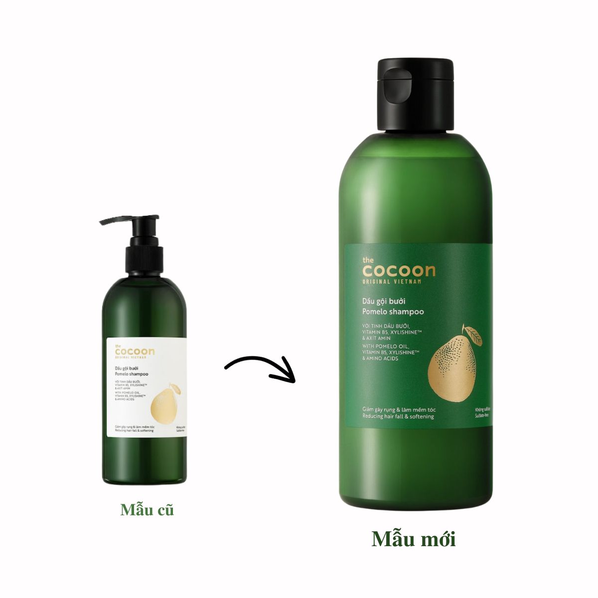 Dầu Gội Xả Bưởi Cocoon Dưỡng Ẩm Phục Hồi Hư Tổn Giảm Rụng Tóc Chai 310ml