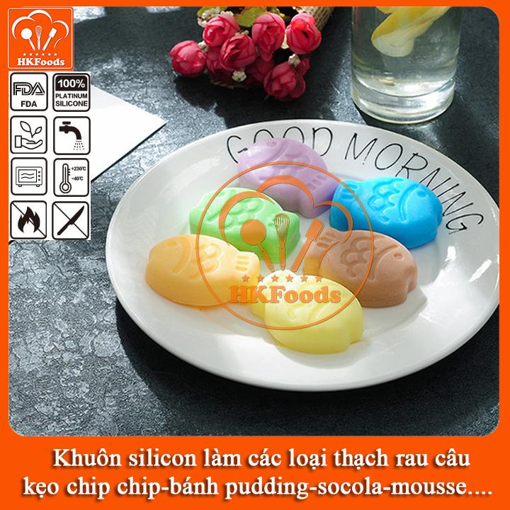 KHUÔN SILICON LÀM THẠCH RAU CÂU SOCOLA 6 HÌNH BÁNH CÁ