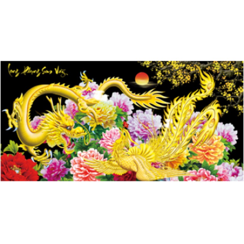 Tranh thêu 3d Long phụng sum vầy lv3341