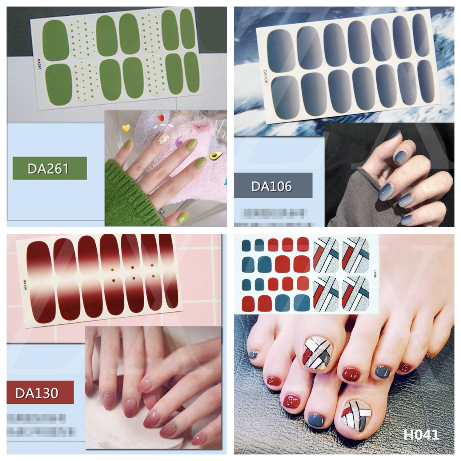 (Tặng 1 thanh nhám dũa móng tay chân)Combo 3 bộ miếng dán móng tay cute+1 bộ miếng dán móng chân - Combo miếng dán móng tay dễ thương miếng dán móng tay 3D miếng dán nail miếng dán móng chân nail sticker CB881
