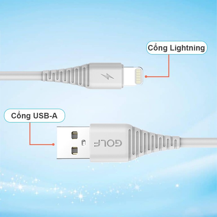 Cáp sạc iphone sạc nhanh 3A Golf GC-64i dài 1m