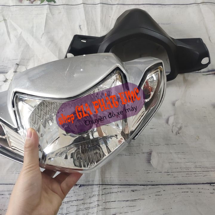 [CHẤT - 3 món ] Đầu xe máy kèm pha đèn xe SIRIUS màu BẠC