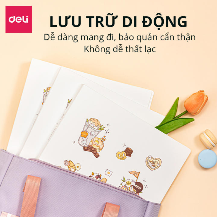 File lá học sinh A4 Deli màu pastel họa tiết cute - 30/40 lá - PQ312 - Hình ảnh 3