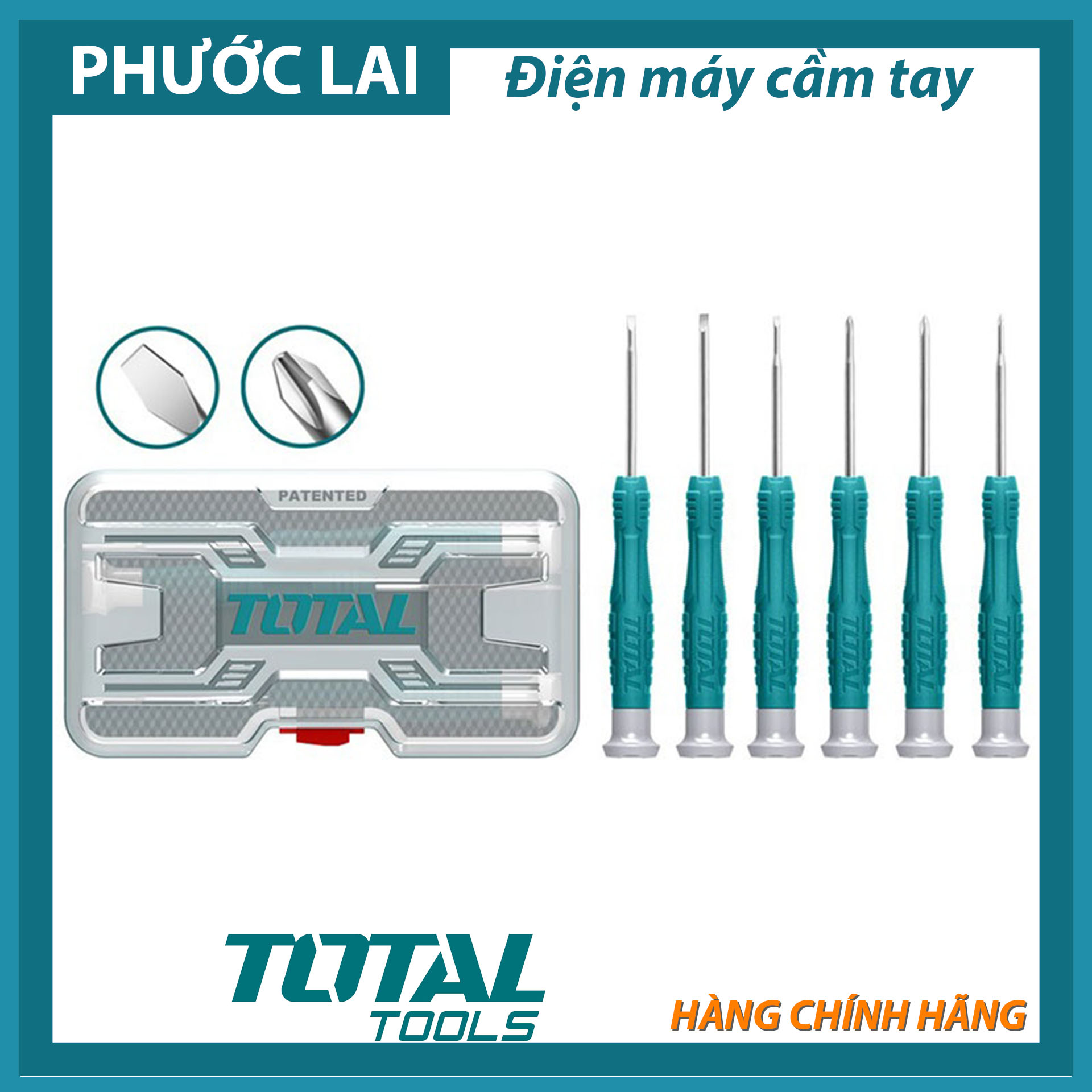 Bộ tô vít điện tử 6 chi tiết Total THT250PS0601