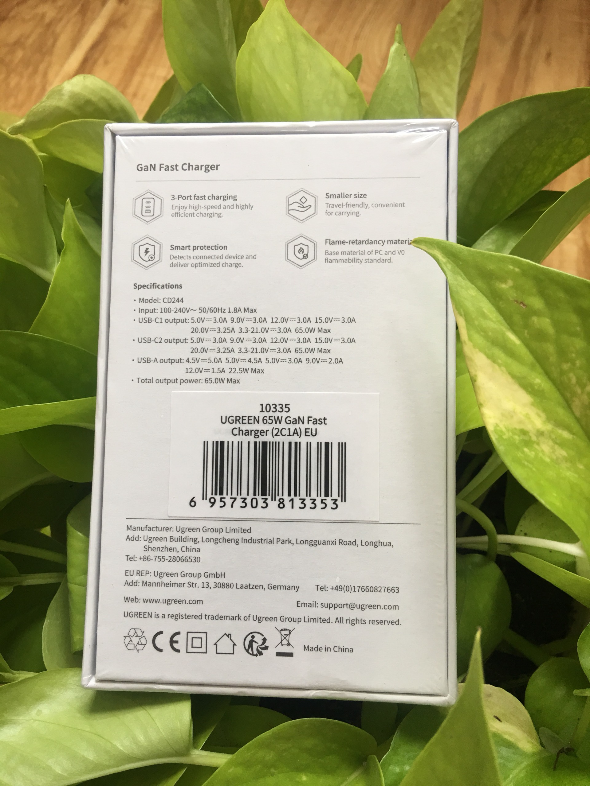 Củ sạc Ugreen gaN 65W CD244, 2C1A
