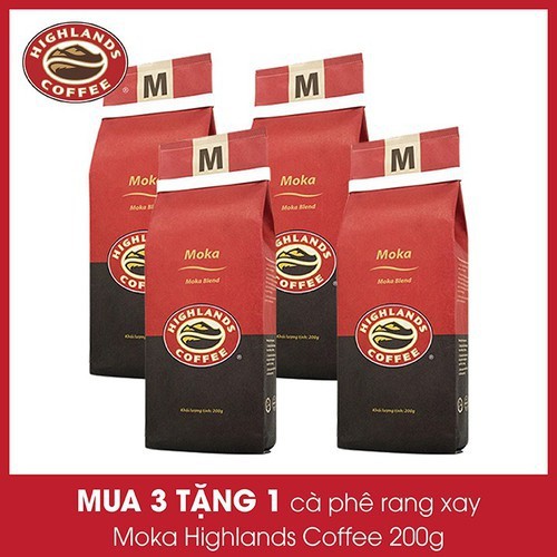 [HCM] [Combo 4 gói]  Cà phê rang xay Moka Highlands Coffee 200g