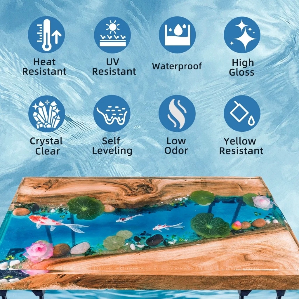 Keo Epoxy đổ mặt bàn, Nhựa epoxy trong suốt đổ khuôn silicone, Epoxy resin làm handmade - Bộ 1kg - LRAB 312