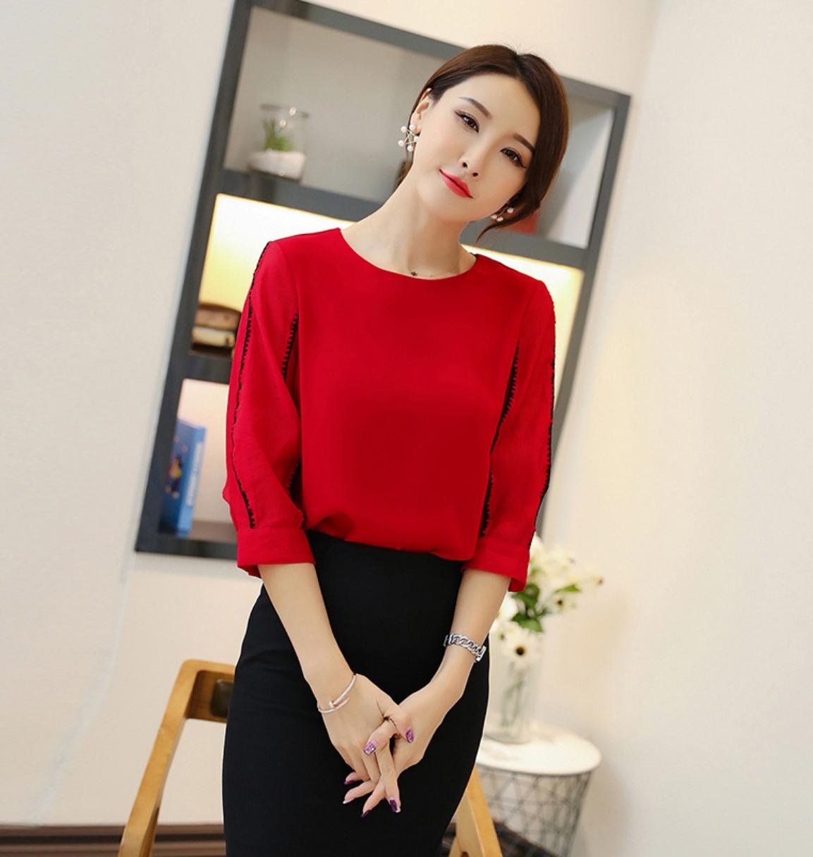Áo sơ mi công sở nữ phối ren viền cao cấp