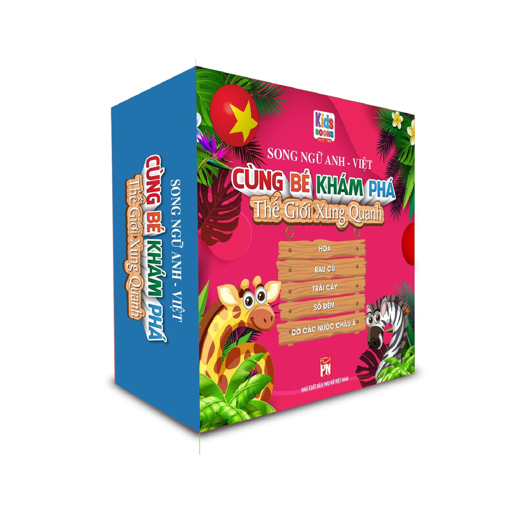 Sách - boxset cùng bé khám phá thế giới xung quanh bìa hồng - song ngữ anh-việt