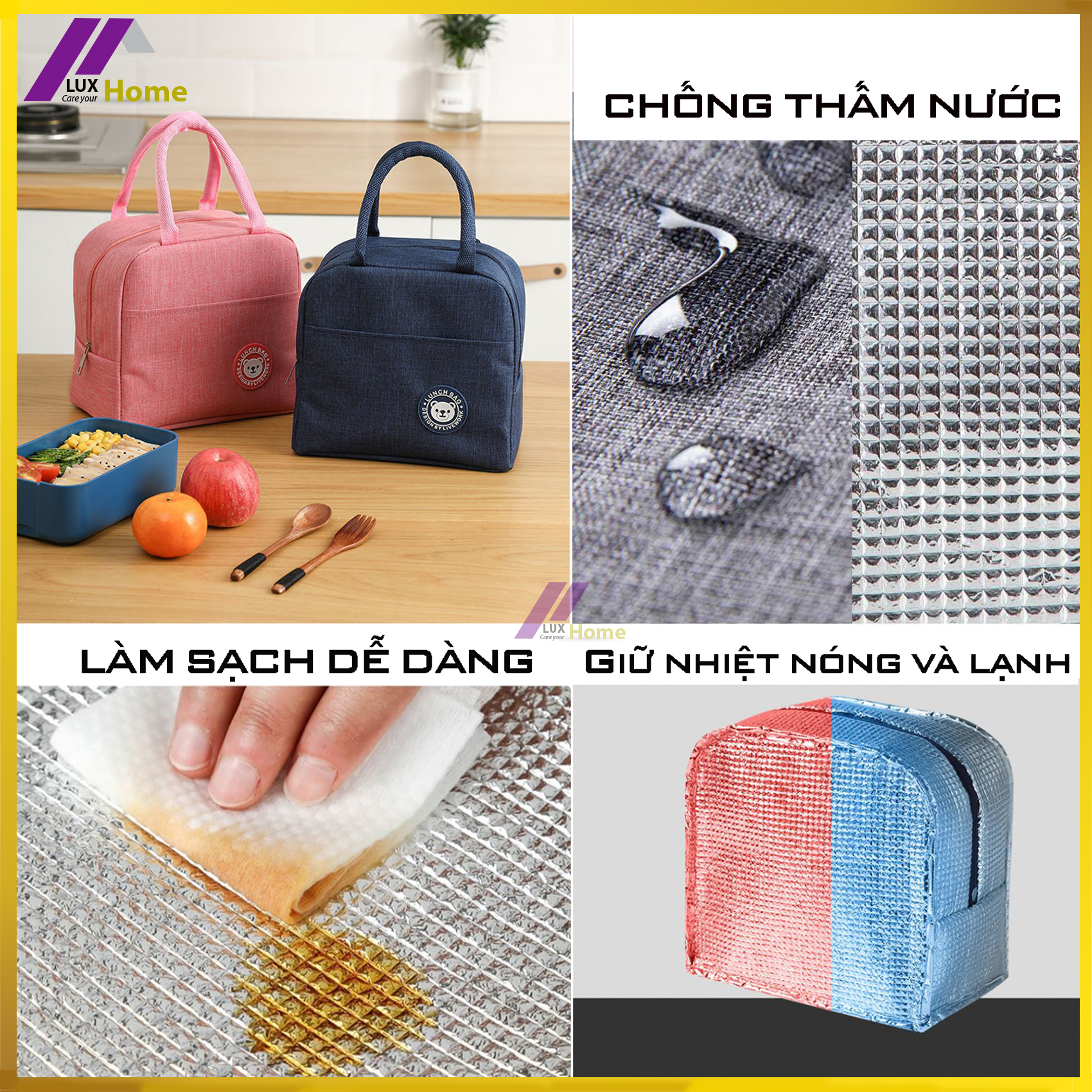 Túi giữ nhiệt đựng hộp cơm, chống thấm nước