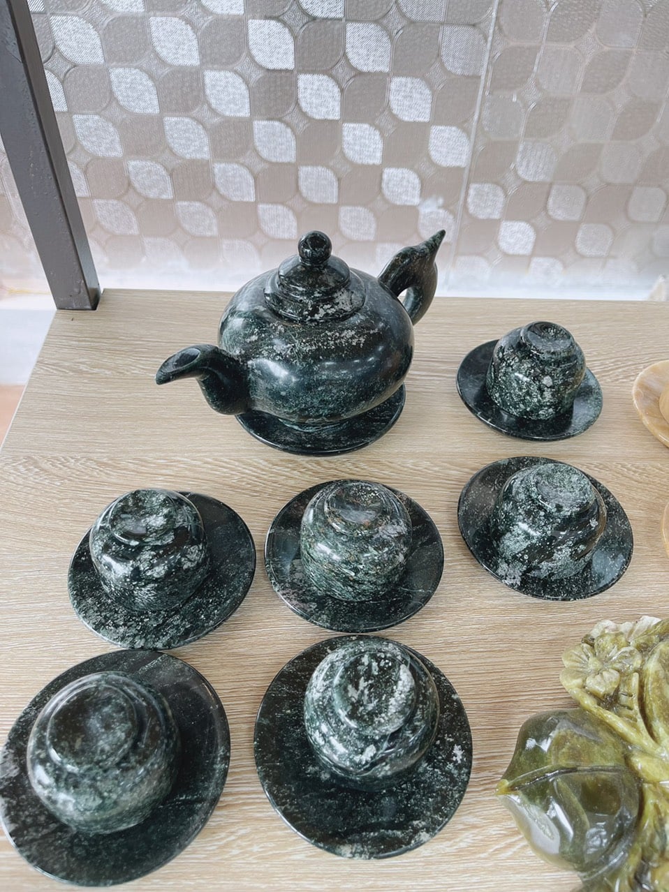 ấm chén đá serpentine tự nhiên