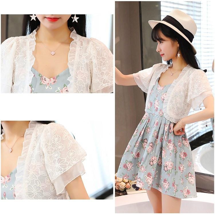 [HCM]Áo khoác ren lửng phối tay 2 lớp