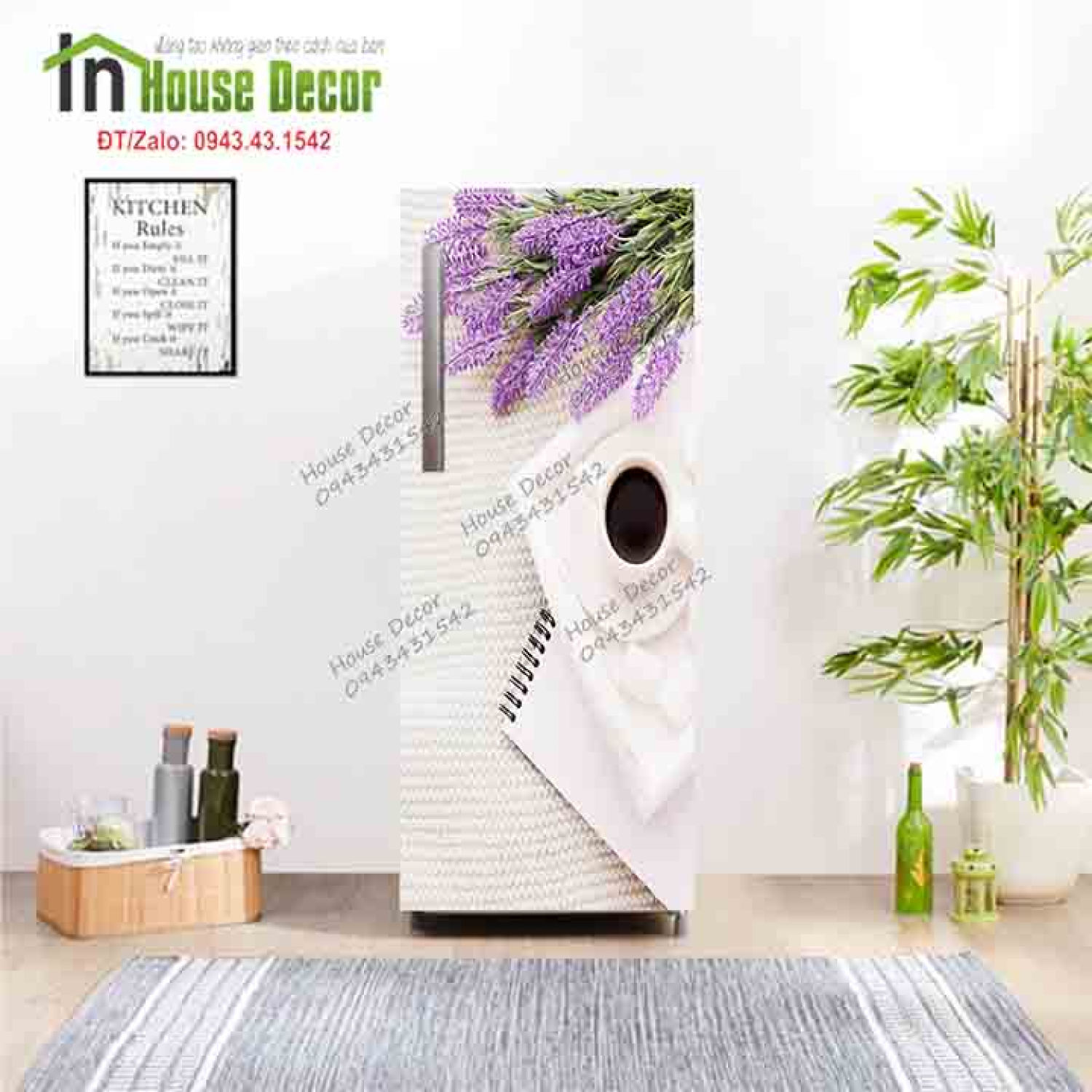 Decal dán tủ lạnh - Miếng dán Cửa Tủ Lạnh chống thấm nước cao cấp - 3820923