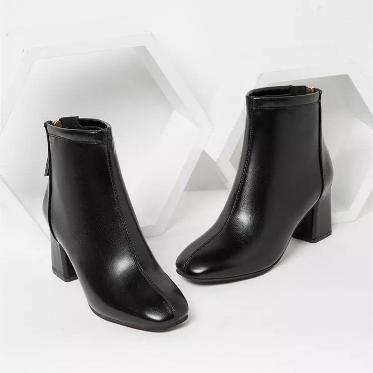 Bốt nữ da lì cổ thấp, ôm chân, chất mềm xịn. boot nữ da mềm tôn dáng 7cm.