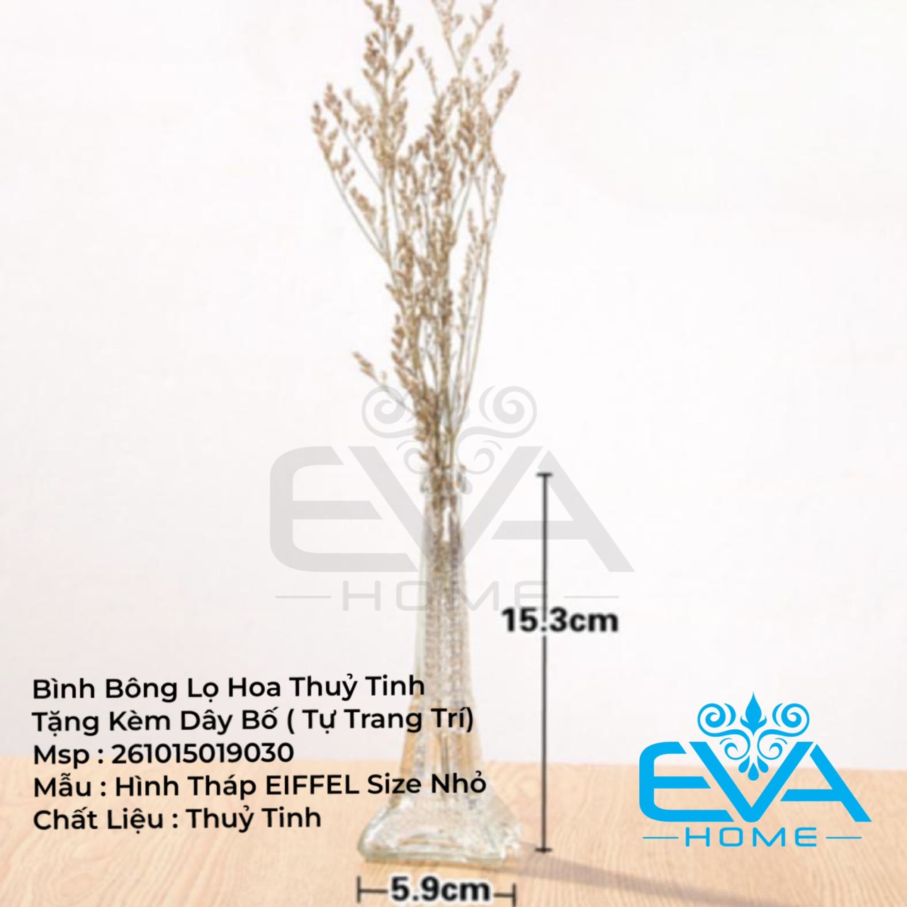Bình Bông Lọ Hoa Thủy Tinh Miệng Loe Tặng kèm Dây Bố Trang Trí
