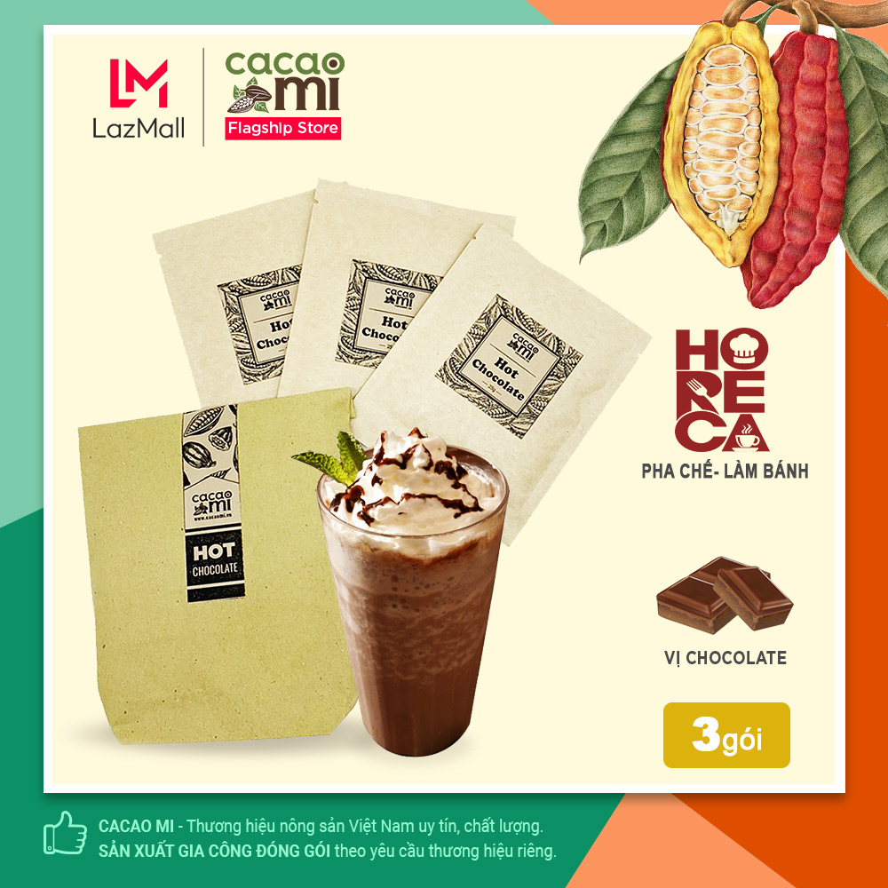 Combo dùng thử 3 gói bột hot chocolate thơm đậm vị socola nóng Cacao Mi