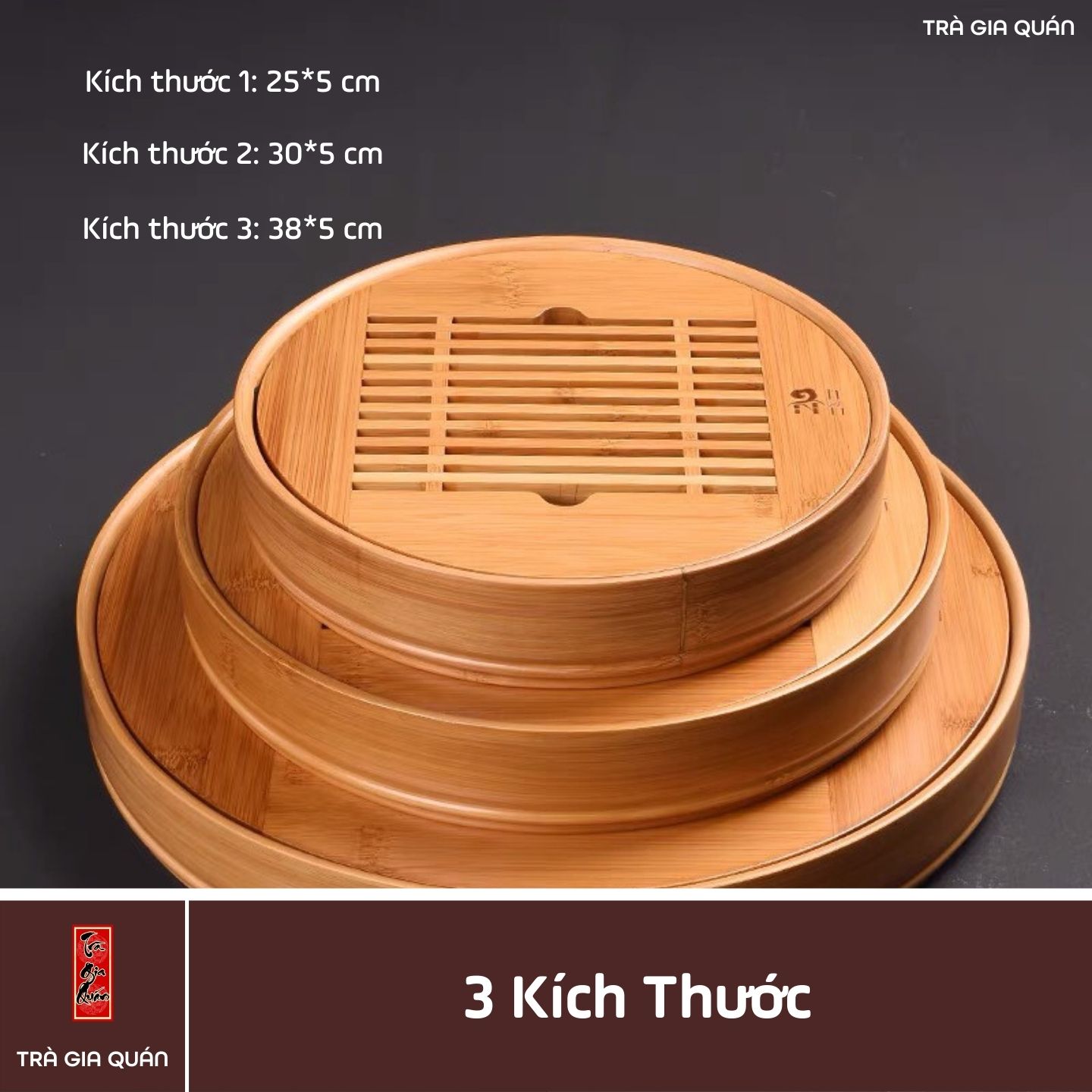 Khay Trà Tre Cao Cấp Tròn KT 14