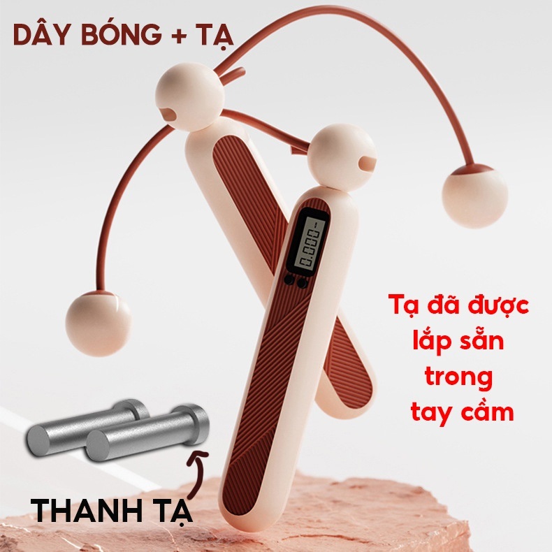 Dây nhảy không dây có đếm số, kèm tạ cho mọi lứa tuổi