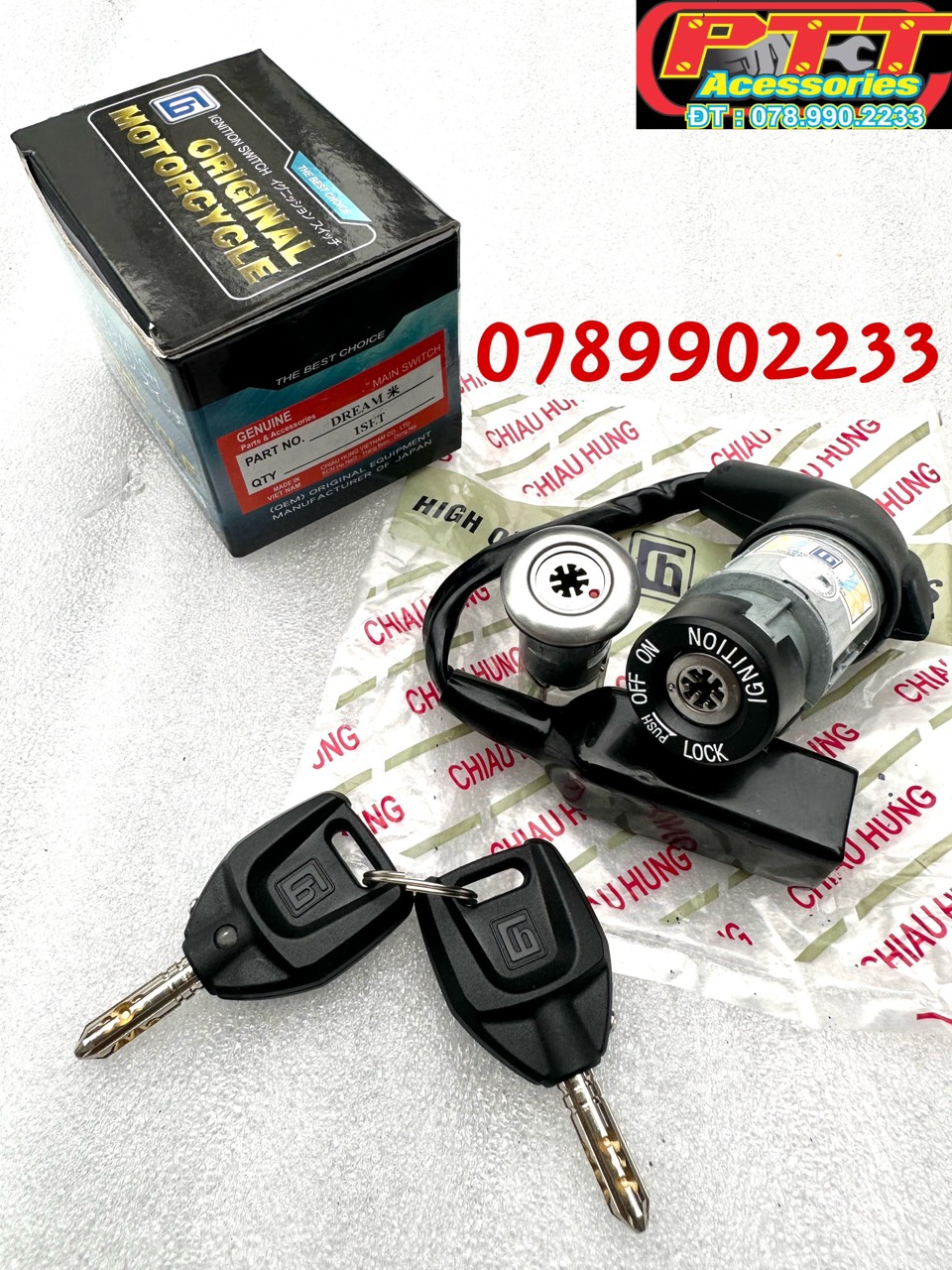 BỘ Ổ KHOÁ XE DREAM 8 CẠNH
