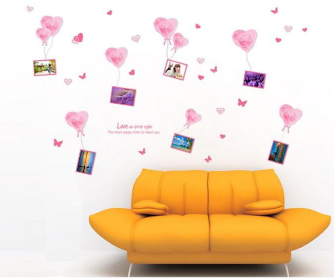 [HCM]Decal trang trí khung ảnh trái tim hồng